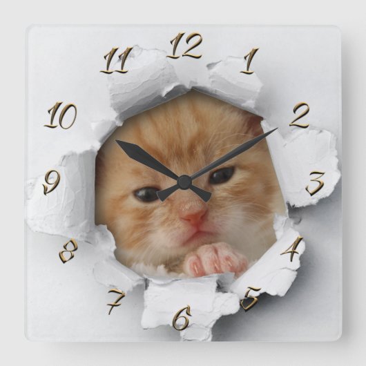 Kitty Quadratische Wanduhr (Vorderseite)