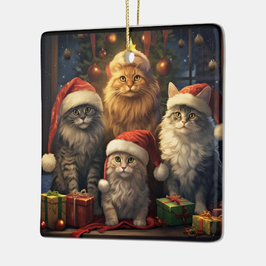 Kitty Quartet feiert Weihnachten Keramikornament (Links)