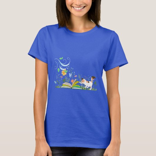 Kitty Reading a Book T - Shirt (Vorderseite)