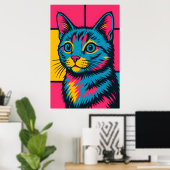 Kitty Retro Pop Art Katze Poster (Heimbüro)