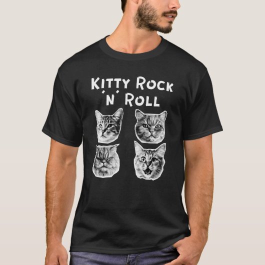 Kitty Rock und Roll Retro T-Shirt (Vorderseite)