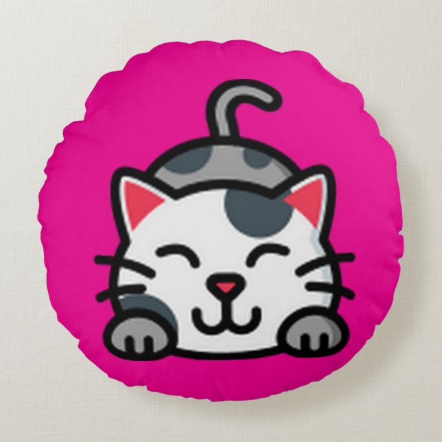 Kitty Round Pillow Rundes Kissen (Vorderseite)