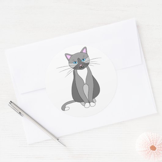 Kitty Runder Aufkleber (Umschlag)