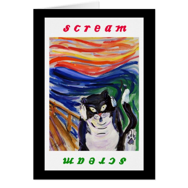Kitty Scream mit Scream Text Grußkarte (Vorne)