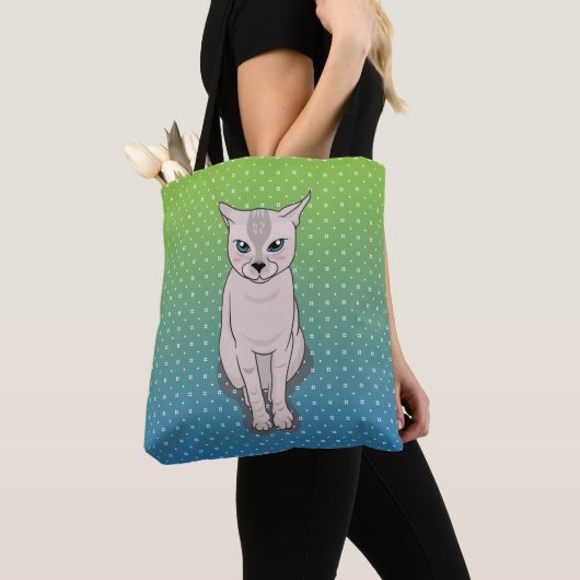 Kitty Sitting Turquoise Tote Bag Tasche (Von Nahem)