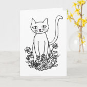 Kitty sitzt Hübsch Karte (Gelbe Blume)