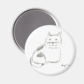 Kitty Sketch Magnet - Round (Vorderseite/Rückseite)