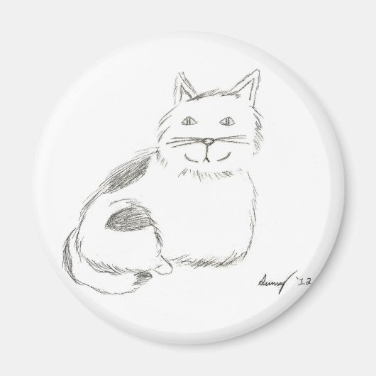 Kitty Sketch Magnet - Round (Vorne)