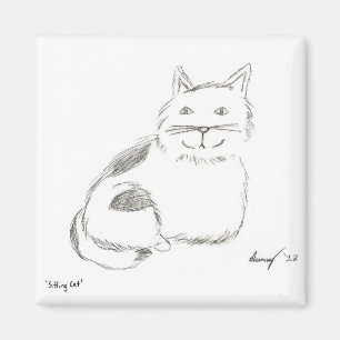 Kitty Sketch Magnet - Square