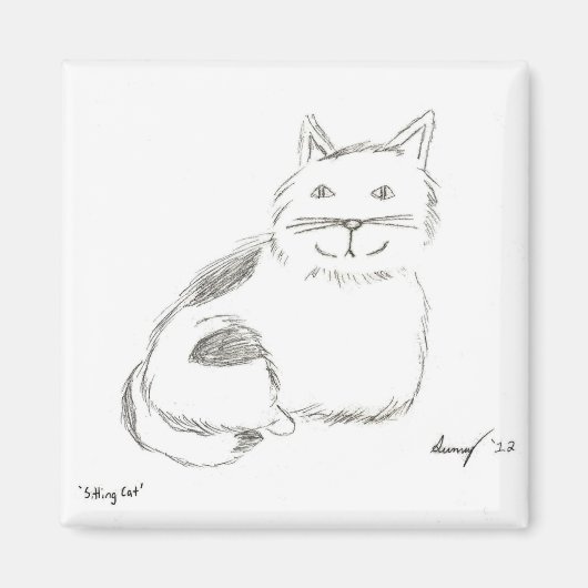 Kitty Sketch Magnet - Square (Vorne)