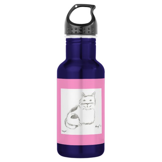 Kitty Sketch - Rosa Trinkflasche (Vorderseite)