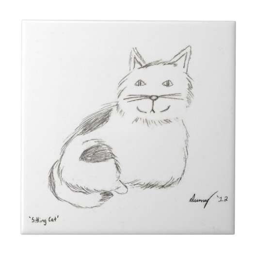 Kitty Sketch Tile Fliese (Vorderseite)