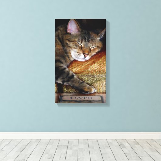 Kitty Sleepy Book Leinwanddruck (Insitu (Holzboden))