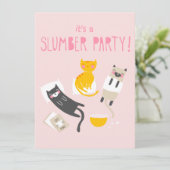 Kitty Slumber Party Einladung (Stehend Vorderseite)