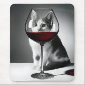 Kitty späht durch ein Weinglas Mousepad (Vorne)