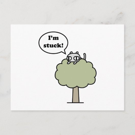 Kitty steckt in Bäumen fest Postkarte (Vorderseite)