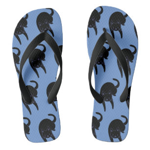 Kitty-Stimmen Schwarz-Katze-Muster Blau  Badesandalen