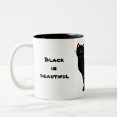 Kitty Stimmen schwarze Katze ist schöne Freude Zweifarbige Tasse (Links)