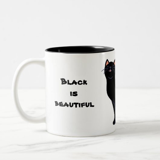 Kitty Stimmen schwarze Katze ist schöne Freude Zweifarbige Tasse (Links)