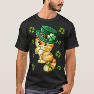 Kitty StPatricks Day Cat Kleeblatt T-Shirt