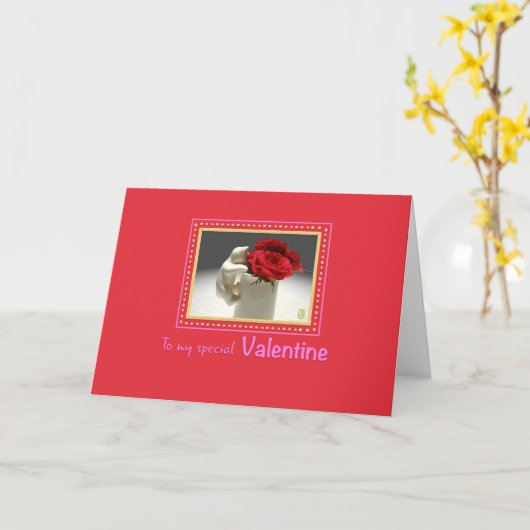 Kitty & Tee Rose auf Red Valentine Card Karte (Gelbe Blume)