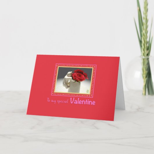 Kitty & Tee Rose auf Red Valentine Card Karte (Vorderseite)
