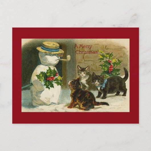 Kitty Trio und Snowman Postkarte (Vorderseite)