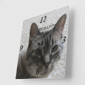 Kitty Tude Wall Clock ! Quadratische Wanduhr (Winkel)