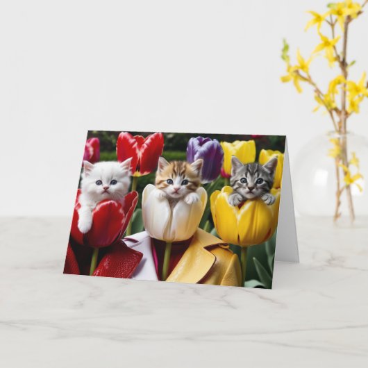 Kitty Tulips Karte (Gelbe Blume)
