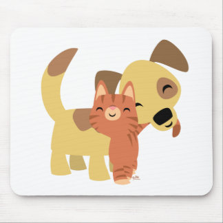 Kitty- u. Hündchen-Cartoon mousepad