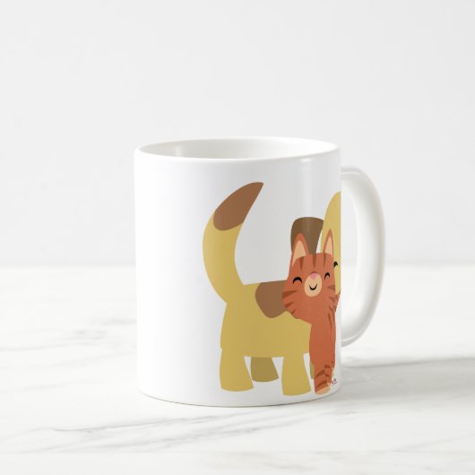 Kitty- u. Hündchen-Cartoon-Tasse Kaffeetasse (VorderseiteRechts)