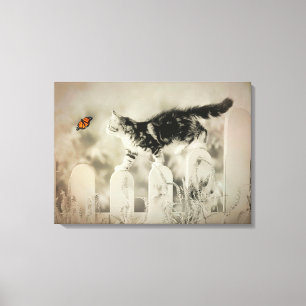 Kitty und Butterfly Leinwanddruck