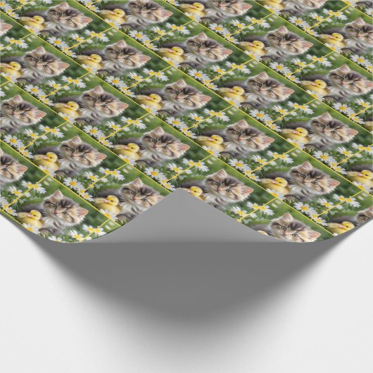 KItty und Duckling in Daisies Geschenkpapier (Ecke)