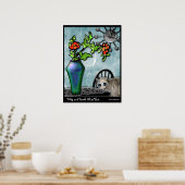 Kitty und Favrile Glass Vase Poster (Küche)