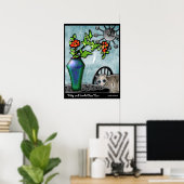 Kitty und Favrile Glass Vase Poster (Heimbüro)