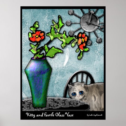 Kitty und Favrile Glass Vase Poster (Vorne)