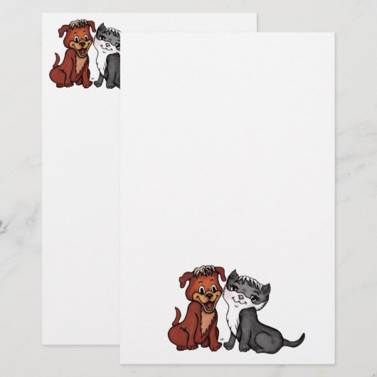 Kitty und Puppy Briefpapier (Vorne/Hinten)
