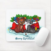 Kitty und Puppy, Frohe Weihnachten Mousepad (Mit Mouse)