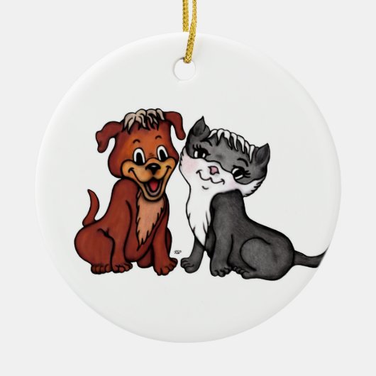 Kitty und Puppy Keramik Ornament (Vorne)