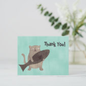 Kitty und seine Fische Postkarte (Stehend Vorderseite)