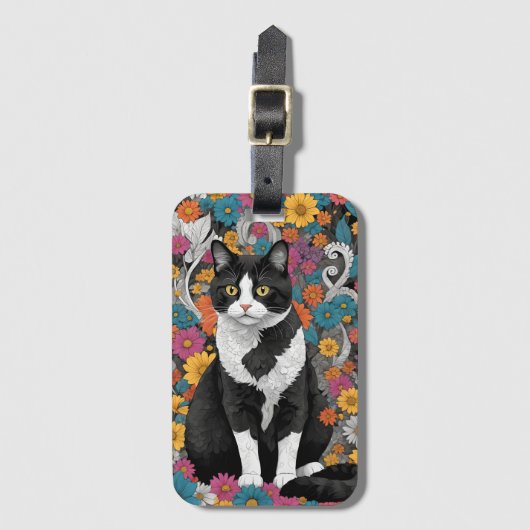 Kitty unter den Blume Gepäckanhänger (Vorderseite Vertikal)