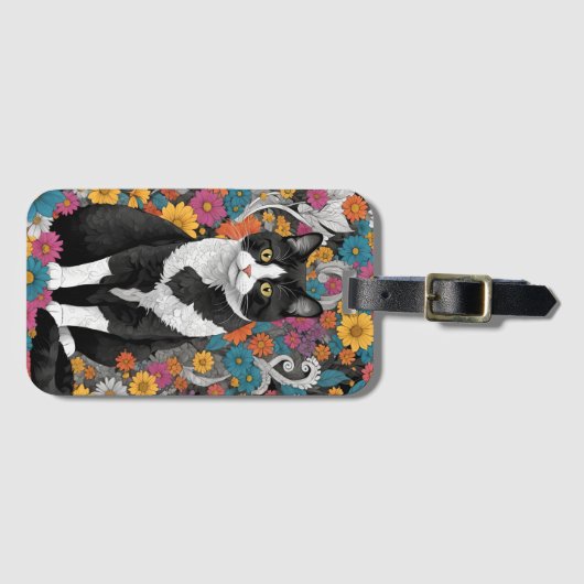 Kitty unter den Blume Gepäckanhänger (Vorderseite (Horizontal))