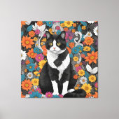 Kitty unter den Blume Leinwanddruck (Vorderseite)