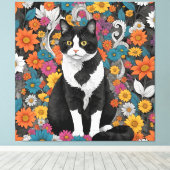 Kitty unter den Blume Leinwanddruck (Insitu (Holzboden))