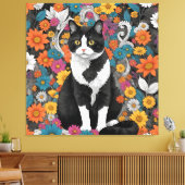 Kitty unter den Blume Leinwanddruck (Insitu (Wohnzimmer))