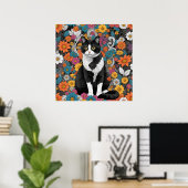 Kitty unter den Blume Poster (Heimbüro)
