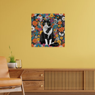 Kitty unter den Blume Poster