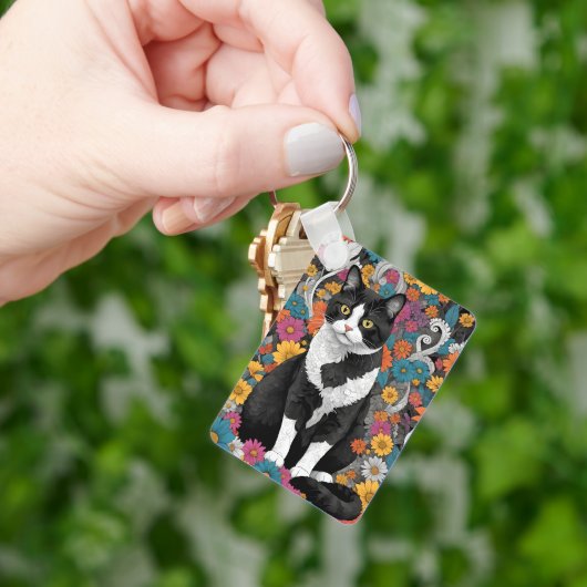 Kitty unter den Blume Schlüsselanhänger (Hand)