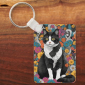 Kitty unter den Blume Schlüsselanhänger (Vorderseite)