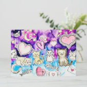 Kitty Valentine Einladung (Stehend Vorderseite)